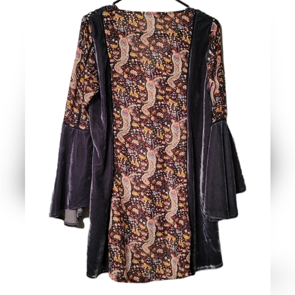 Pol Womens Bell Sleeve Floral Tunic Top Size S Velvet - Picture 3 of 7